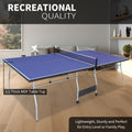 8Ft Mid Size Table Tennis Table Foldable & Portable Ping Pong Table Set For Indoor & Outdoor Games With Net, 2 Table Tennis Paddles And 3 Balls Blue Mdf