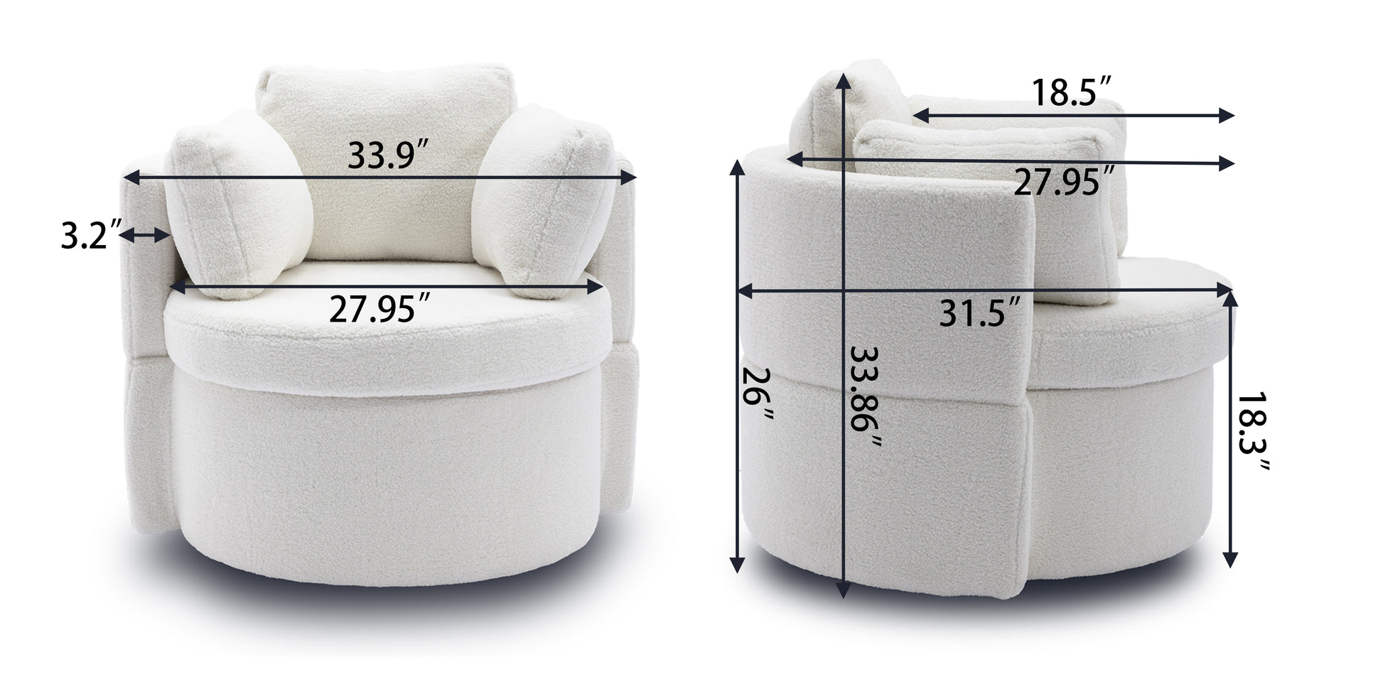 029 Teddy Fabric Swivel And Storage Chair With Back Cushion For Living Room,Dark Gray Dark Gray Primary Living Space Modern Foam Teddy