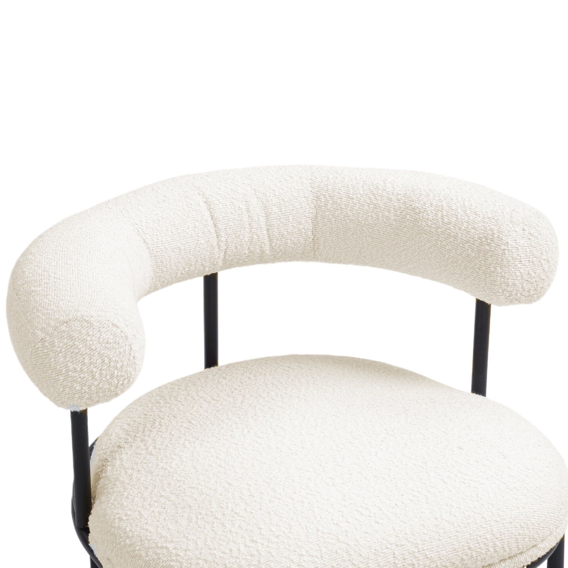 Coolmore Boucle Dining Chairs Set Of 2, Mid Century Modern Curved Backrest Chair, Round Upholstered Kitchen Chairs Beige Boucle Beige Foam Mdf Metal