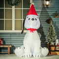 Homcom 6Ft Christmas Inflatables Outdoor Decorations Puppy Dog Wearing A Santa Hat, Blow Up Yard Christmas Decor With Led Lights Display White Fabric