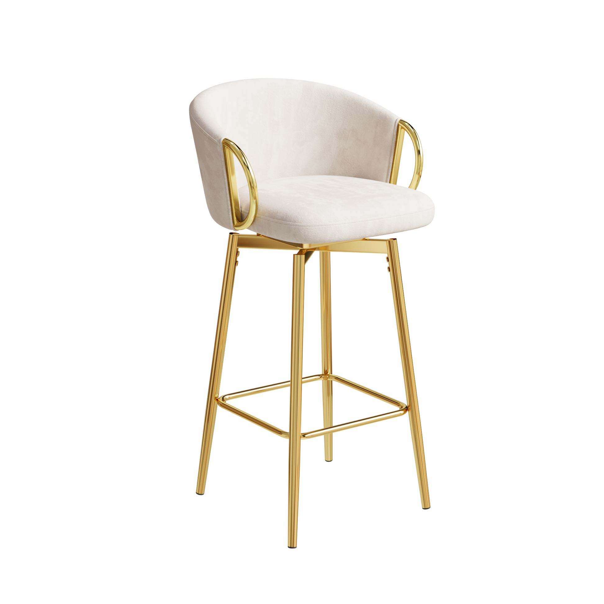30 Inch Dining Chairs Set Of 2 Modern Style 360 Swivel Bar Chairs With Simple Design, Comfortable High Stools, And Flexible Dining Chairs Suitable For Bars, Restaurants,Velvet Bar Chair Beige Beige