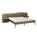 Platform Bed Frame With Live Edge Headboard And Built In Nightstands Drawers Dark Brown Wood