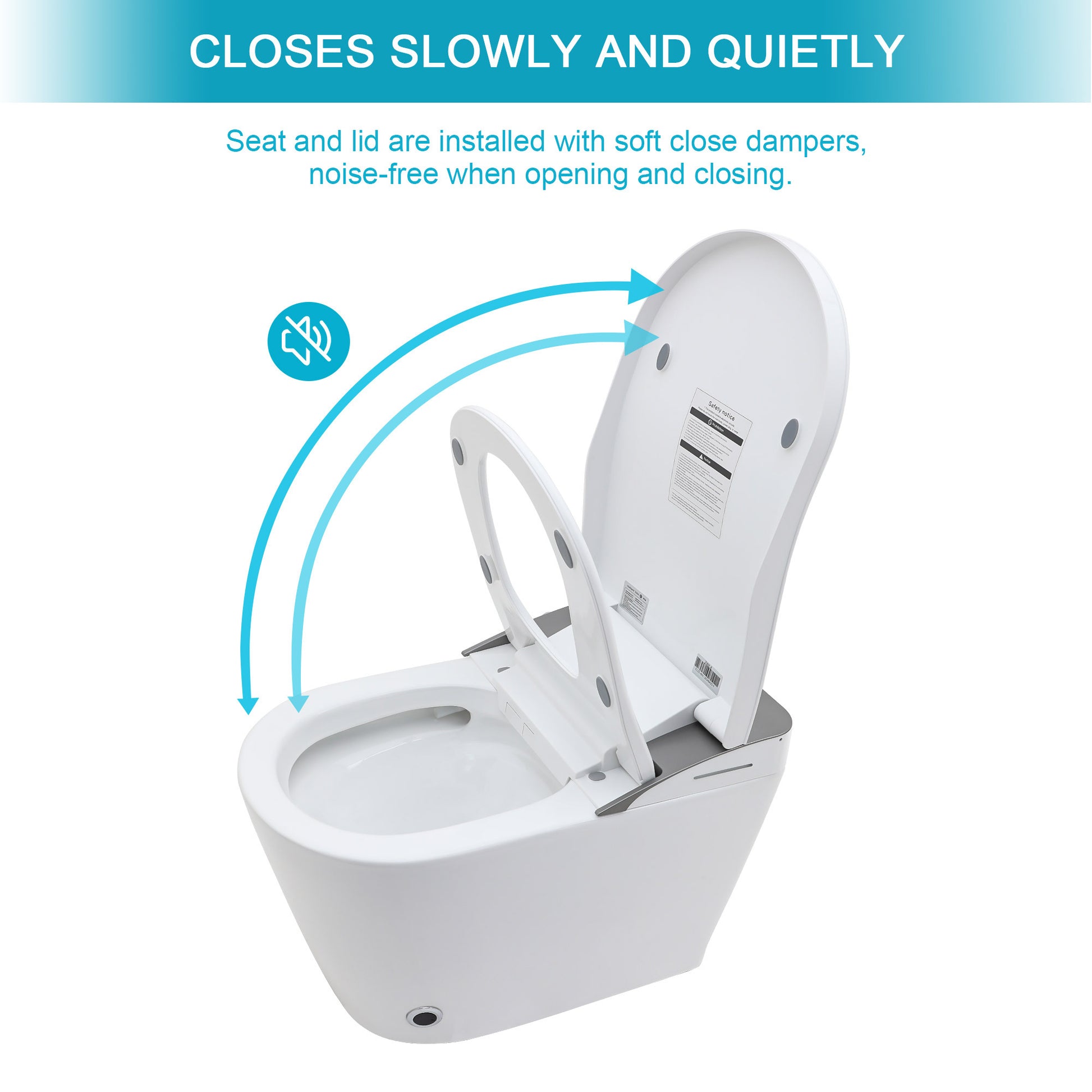 Smart Toilet With Bidet Built In, Auto Open & Close, Elongated Heated Seat, Foot Sensor Flush, Led Display, Warm Water Wash, Dryer, Night Light White Ceramic