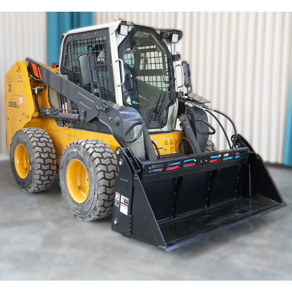 78" Skid Steer 4 In 1 Combo Multi Purpose Bucket Attachment Quick Tach Black Steel