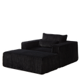 75 Inch Corduroy Sponge Sofa Lounge Chair With Removable Footrest,No Assembly Required,Fluffy Modern Sleeper Chair For Indoor Living Room Bedroom Black Foam Corduroy 1 Seat