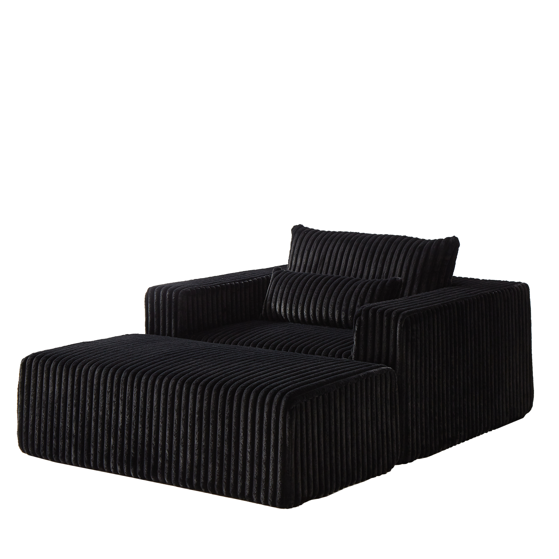 75 Inch Corduroy Sponge Sofa Lounge Chair With Removable Footrest,No Assembly Required,Fluffy Modern Sleeper Chair For Indoor Living Room Bedroom Black Foam Corduroy 1 Seat