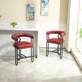 Coolmore Bar Stools Set Of 1, Modern Bar Stool With Back, Black Metal Frames, Upholstered Bar Stools For Kitchen Island, Pub, Club Wine Red Pu Wine Red Primary Living Space Foam Pu