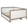 Full Size Upholstered Daybed With Trundle And Decoration, Wood Color Box Spring Not Required Full Wood Wood Daybeds Linen Upholstered