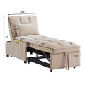 4 In1 Multi Function Single Sofa Bed With Storage Pockets,Tufted Single Pull Out Sofa Bed With Adjustable Backrest And Pillows ,Convertible Chaise Lounge,Taupe Taupe Velvet Metal Primary Living Space American Design Armless Foam Velvet 1 Seat
