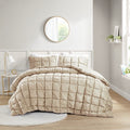 3 Piece Comforter Set Queen Brown Polyester