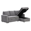 Soft Upholstered Sectional Sofa Bed With Storage Space, Suitable For Living Rooms And Apartments. Gray Wood Polyester 3 Seat