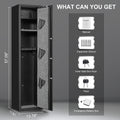 Black Steel Cabinet, With Inner Safe Box, Led Lights, Removable Shelf And Rack. Black Steel