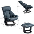 Homcom Massage Recliner Chair With Footstool, 360 Swivel Recliner, Blue Blue Pu Leather