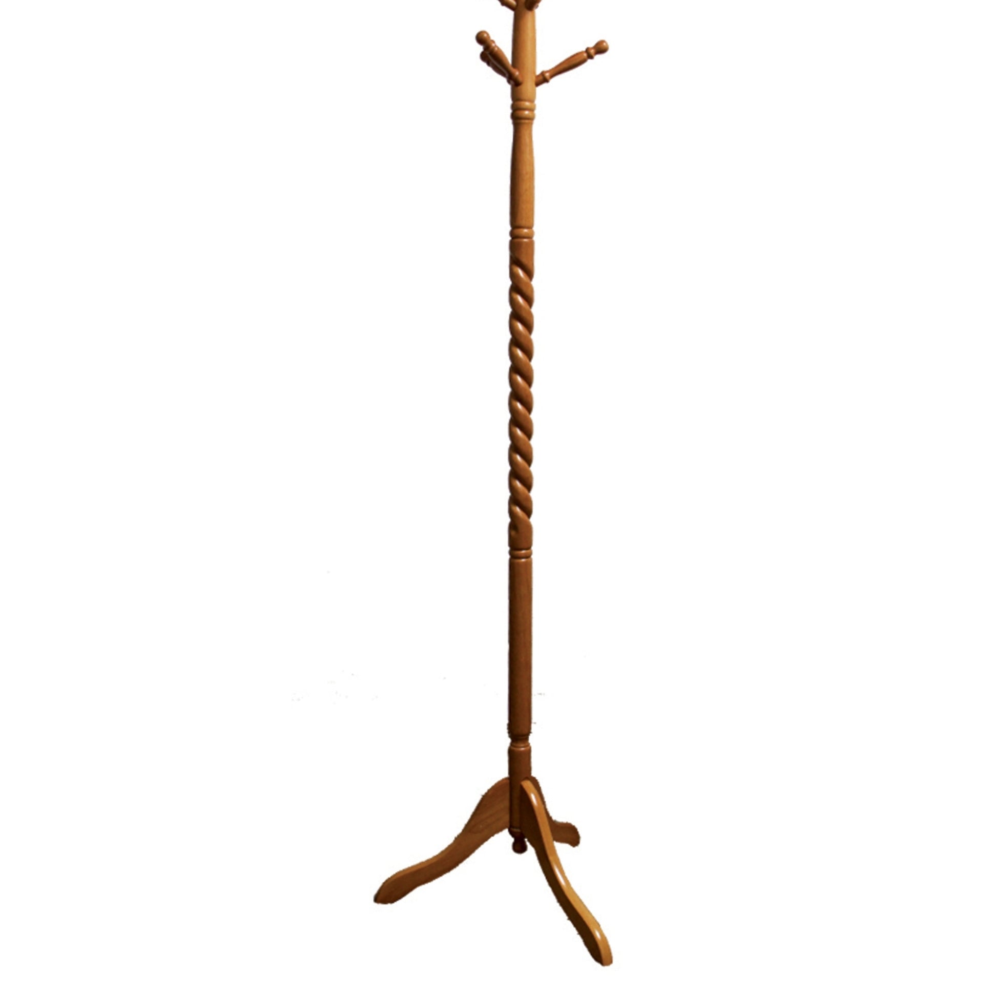 71.5" Tall Wooden Standing Coat Rack" Twist" With Natural Finish Brown Wood