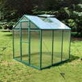 Newly Marketed Gain Height Windproofaluminum Greenhouse 6X6 Ft Polycarbonate Greenhouse Raised Base And Anchor Aluminum Heavy Duty Walk In Greenhouses For Outdoor Backyard In All Season Green Aluminium Alloy