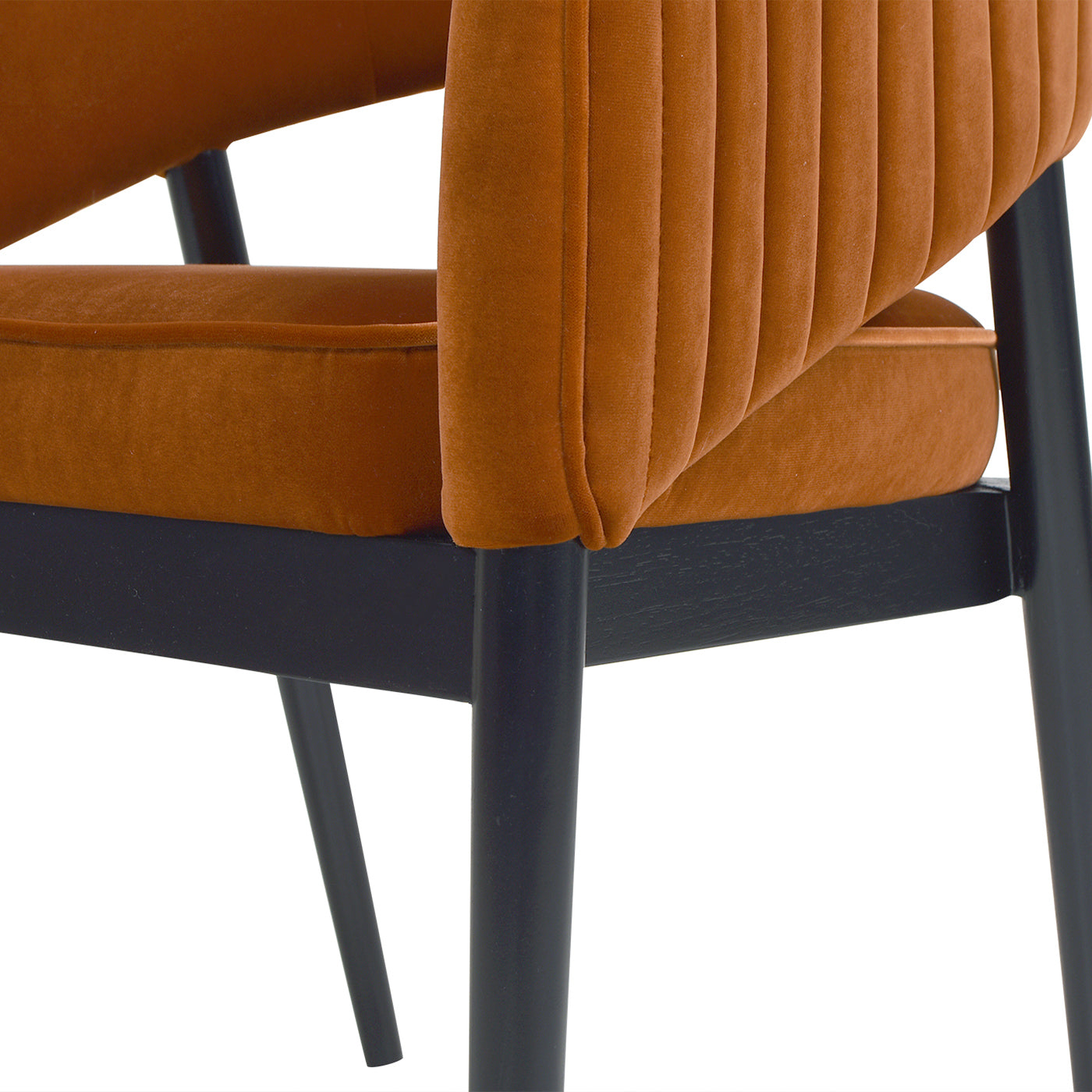 Mirah Modern Open Barrel Dining Chair, Burnt Orange Performance Velvet Burnt Orange Foam Velvet