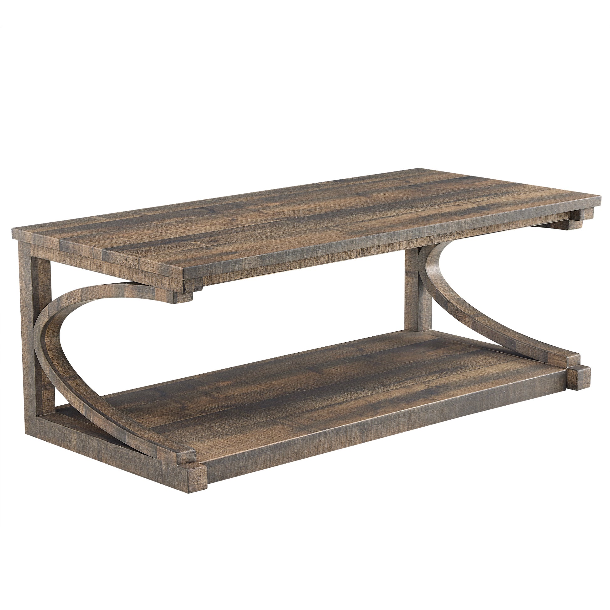 Unique Coffee Table, Solid Wood 48 Inch Modern Coffee Table Modern Center Table With Storage, Solid Wood Special Shape Coffee Table, Living Room, Kitchen, Apartment Dining Table Brown Solid Wood Mdf