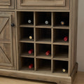 Farmhouse Liquor Cabinet Bar Cabinet With 2 Drawers, Wine Bar Cabinet With Removable Wine Racks Storage Shelves, Cupboard For Kitchen, Dining Room, Gray Wash L39.37''*W15.7