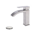 Waterfall Spout Bathroom Sink Single Handle Faucet With Pop Up Drain With Overflow Brushed Nickel Stainless Steel