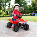 Qaba Kids Atv Quad, 6V Ride On Toy With 1.6Mph Max Speed, Rechargeable Battery, 4 Wheeler Battery Powered With Lights, Forward & Reverse For Toddlers, Red Red Polypropylene