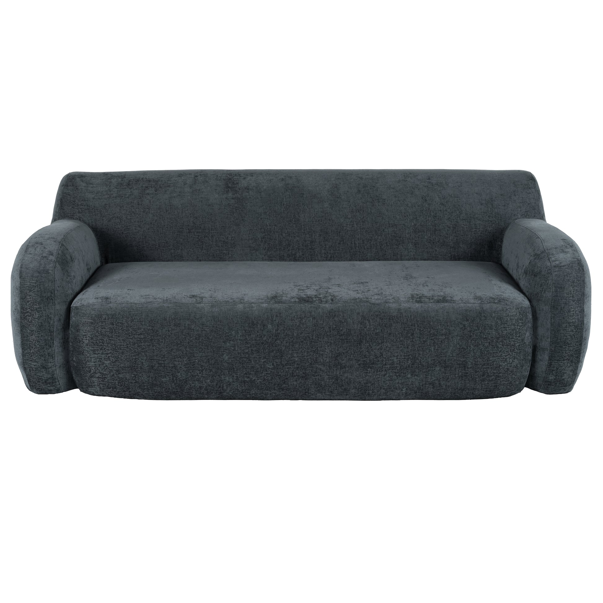 81.5'' Minimalist Curved Upholstered Sofa, 3 Seat Modular Casual Sofa For Living Room, Bedroom, And Apartments Gray Polyester 3 Seat
