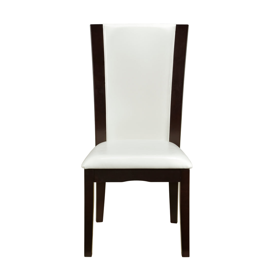 Modern Contemporary Dining Side Chairs Set Of 2 White Faux Leather Upholstered Espresso Finish Hardwood Solid Espresso Dining Room Side Chair Wood