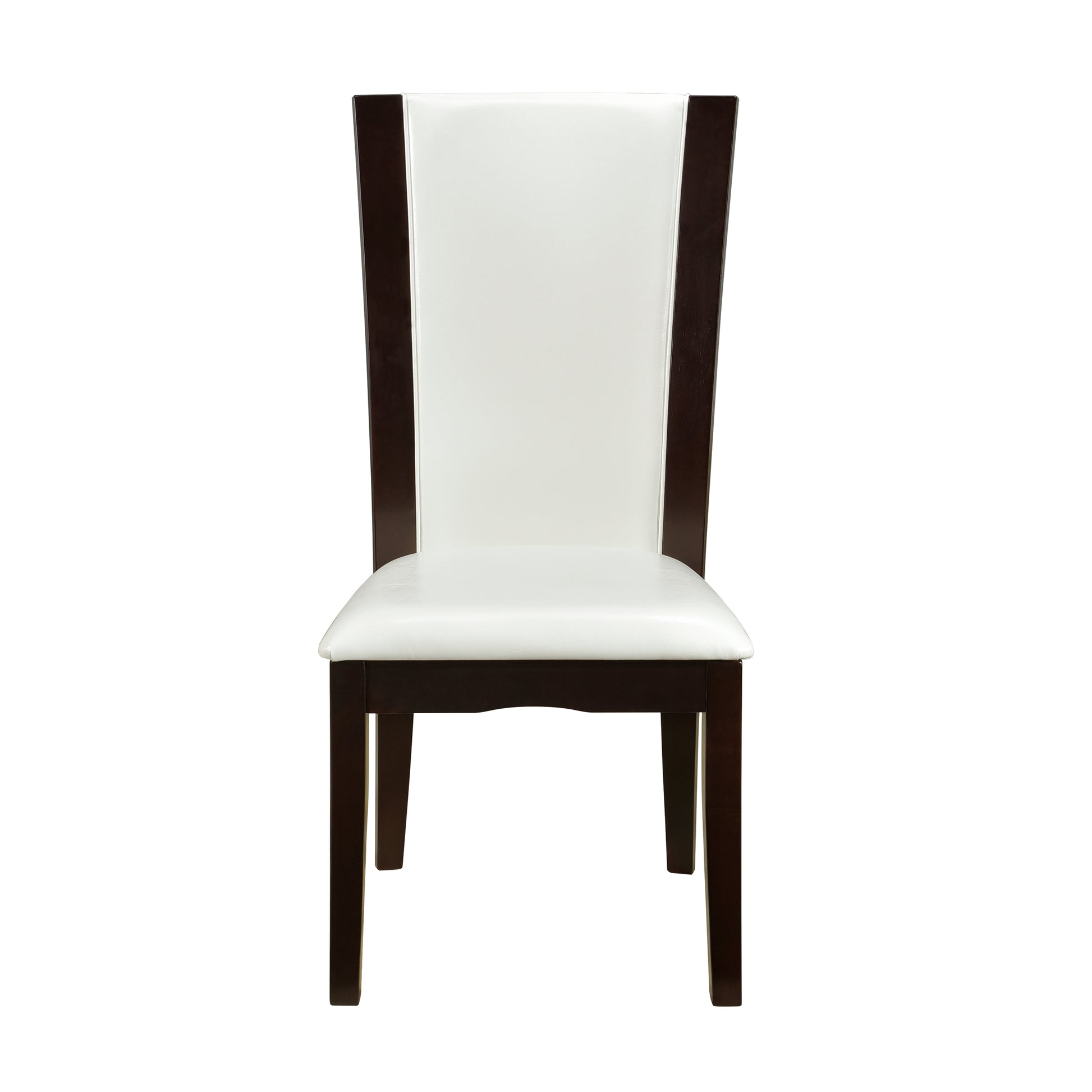 Modern Contemporary Dining Side Chairs Set Of 2 White Faux Leather Upholstered Espresso Finish Hardwood Solid Espresso Dining Room Side Chair Wood