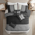 7 Piece Faux Suede Comforter Set Black Queen Queen Black Polyester