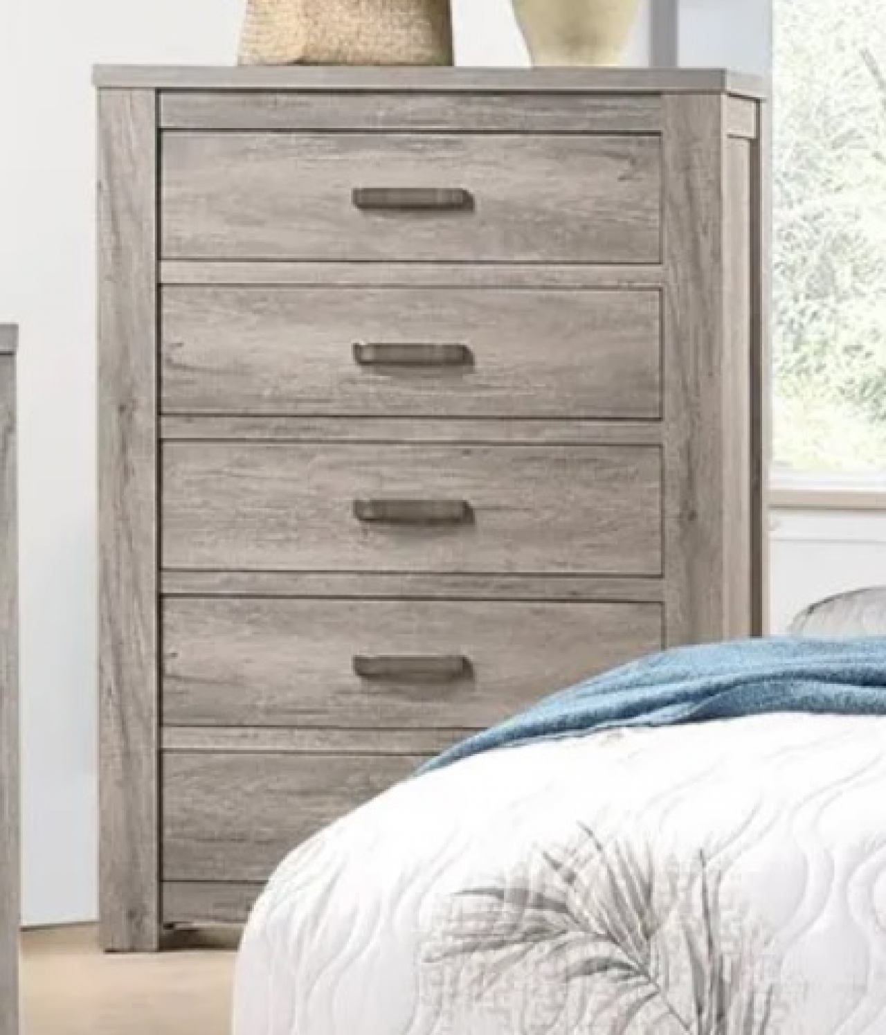 Bedroom Furniture Rustic Light Grey Simple 1Pc Chest Of Drawers 5 Drawers Storage Cabinet Solidwood Light Grey Bedroom Modern,Transitional Pine Particle Board Mdf,Solid Wood