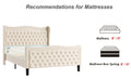 Lift Up Velvet Beige King Size Bed Box Spring Not Required King Beige Wood Light Brown Bedroom American Design Poplar Slat Beds Foam Velvet Upholstered