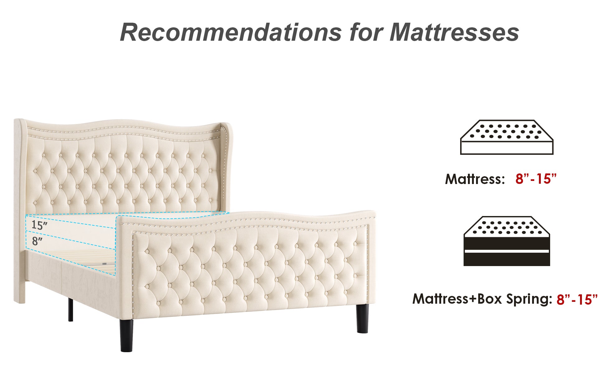 Lift Up Velvet Beige King Size Bed Box Spring Not Required King Beige Wood Light Brown Bedroom American Design Poplar Slat Beds Foam Velvet Upholstered