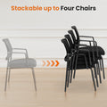 Mesh Back Stacking Arm Chairsupholstered Fabric Stacking Chairs, Sturdy Metal Stacking Chairs,Black, 1 Pack Black Abs