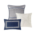 7 Piece Jacquard Comforter Set Navy Queen Queen Navy Polyester