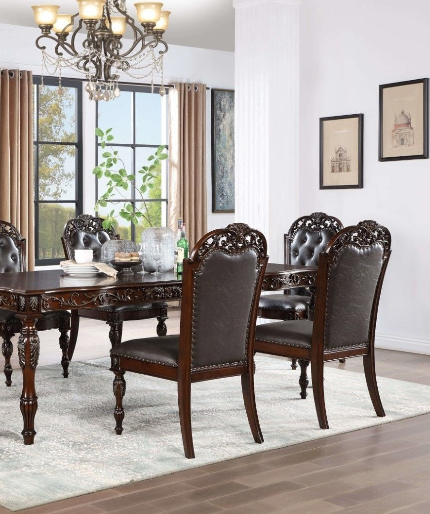 Traditional Set Of 2Pcs Side Chairs Brown Cherry Solid Wood Espressotufted Formal Dining Room Brown Brown Dining Room Luxury,Traditional,Vintage Dining Chairs Rubberwood Set Of 2 Solid Wood