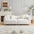 89 Inch Sofa For Living Room, Fashion Sofa With Metal Legs, 3 Seater Sofa, Solid Wood Frame Couch With 4Pillows, For Apartment Office Living Room White Beige Cotton Linen,Teddy 3 Seat