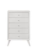 White 5 Drawer Chest With Tapered Legs White Bedroom Modern Wood