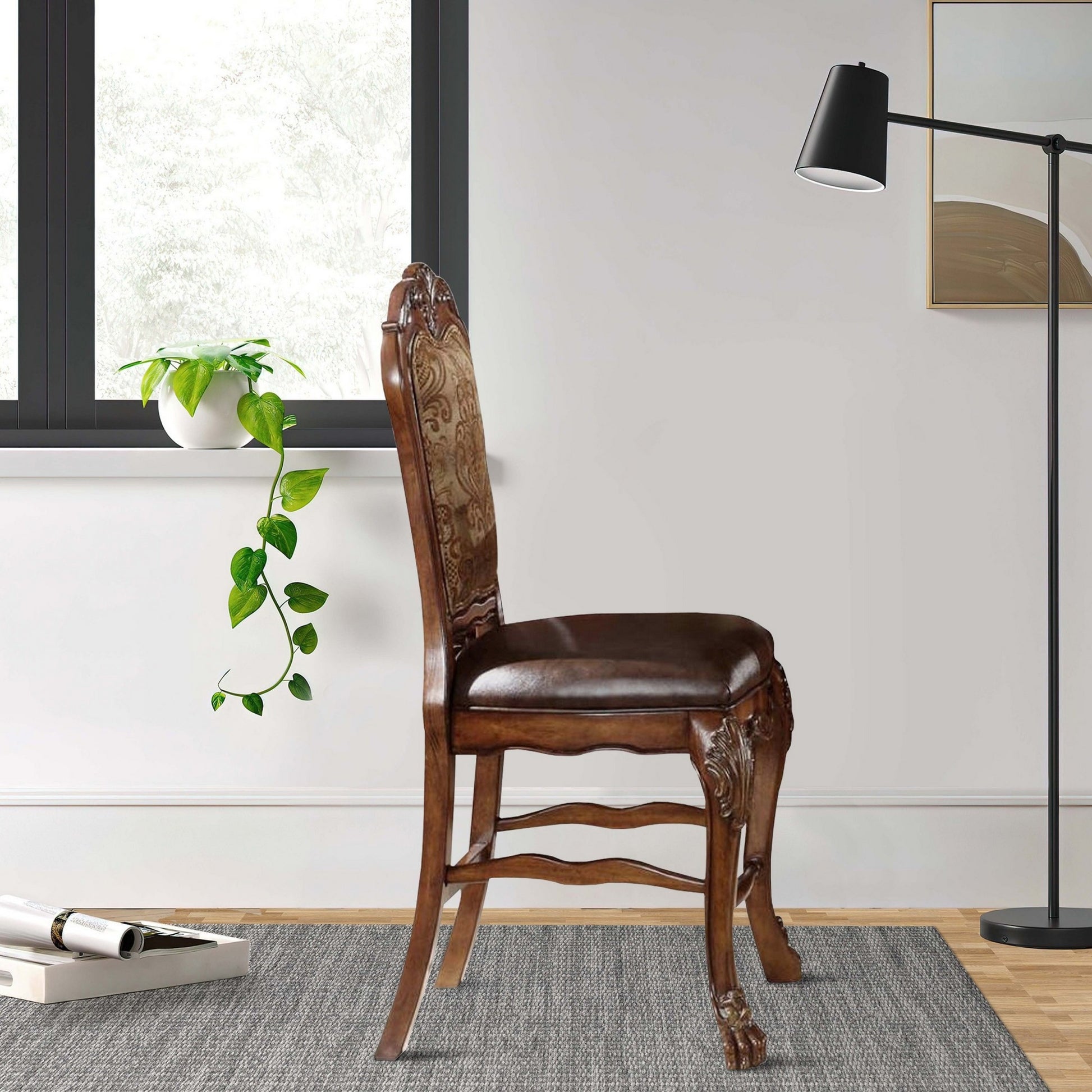 Wooden Counter Height Chaircherry Oak Brown, Set Of 2 Brown Wood