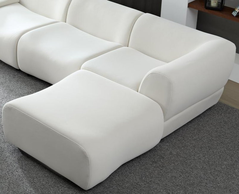 Wks8W White, Strong And Durable Fabric, 4 Free Sectional Sofa, High Density Sponge And Solid Wood Frame White Fabric 4 Seat