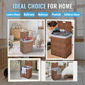 Laundry Hamper With Lid Pe Rattan Powder Coating Frame Clothes Hampers With 02 Removable Bags, 100L, Brown Color 1 Brown Foldable Bathroom American Design,American Traditional Wicker