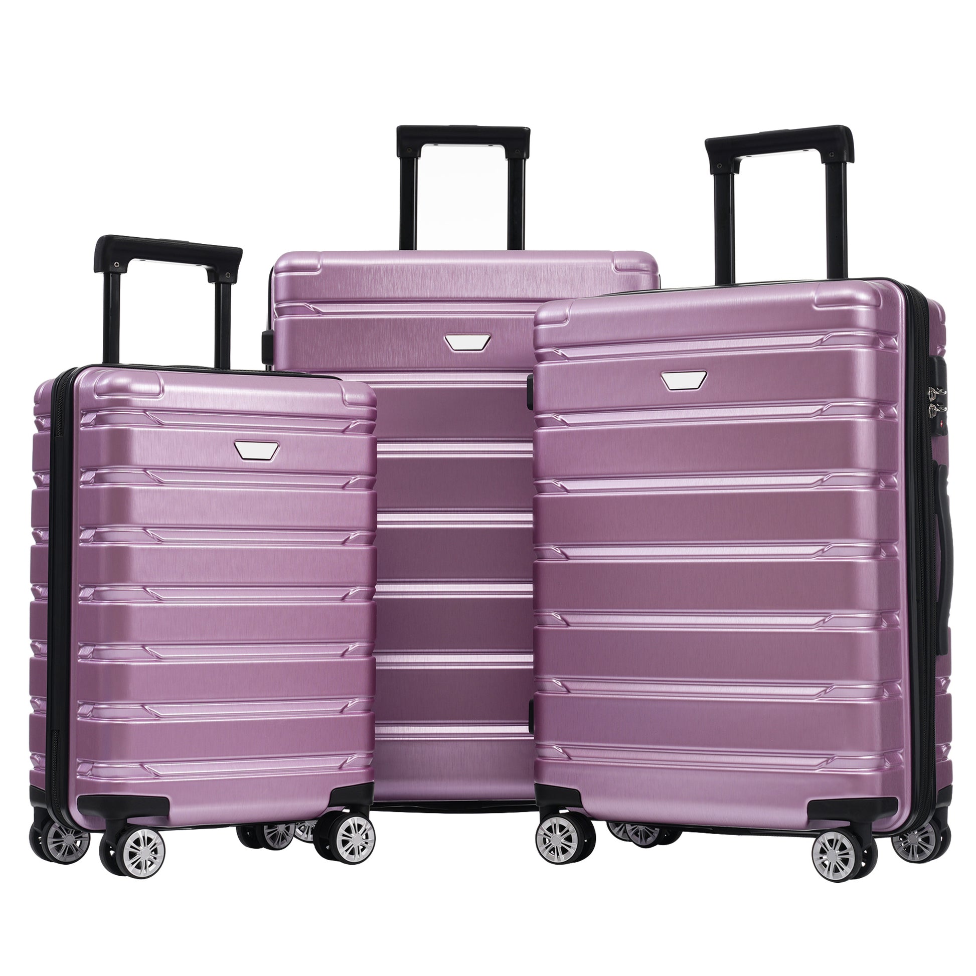 3 Piece Luggage Set Suitcase Set, Lightweight Durable Suitcase With Wheels And Tsa Lock, Expandable Travel Family Luggage For Men Women 20" 24" 27" Purple Abs Pc