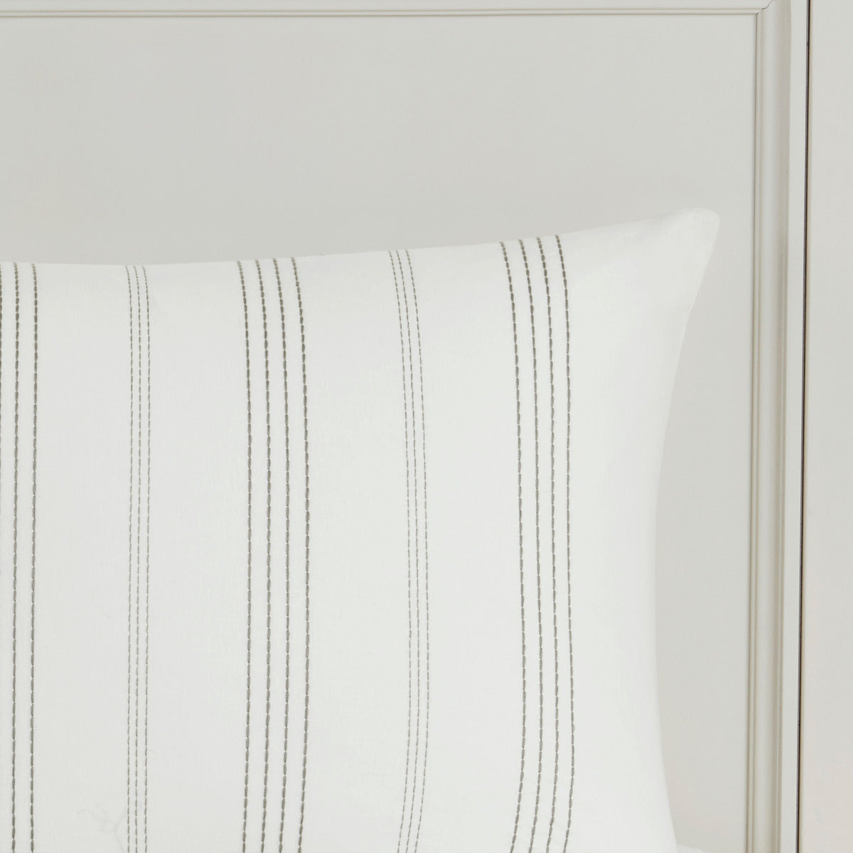 6 Piece Cotton Jacquard Oversized Comforter Set White Grey Queen Queen Grey White Cotton