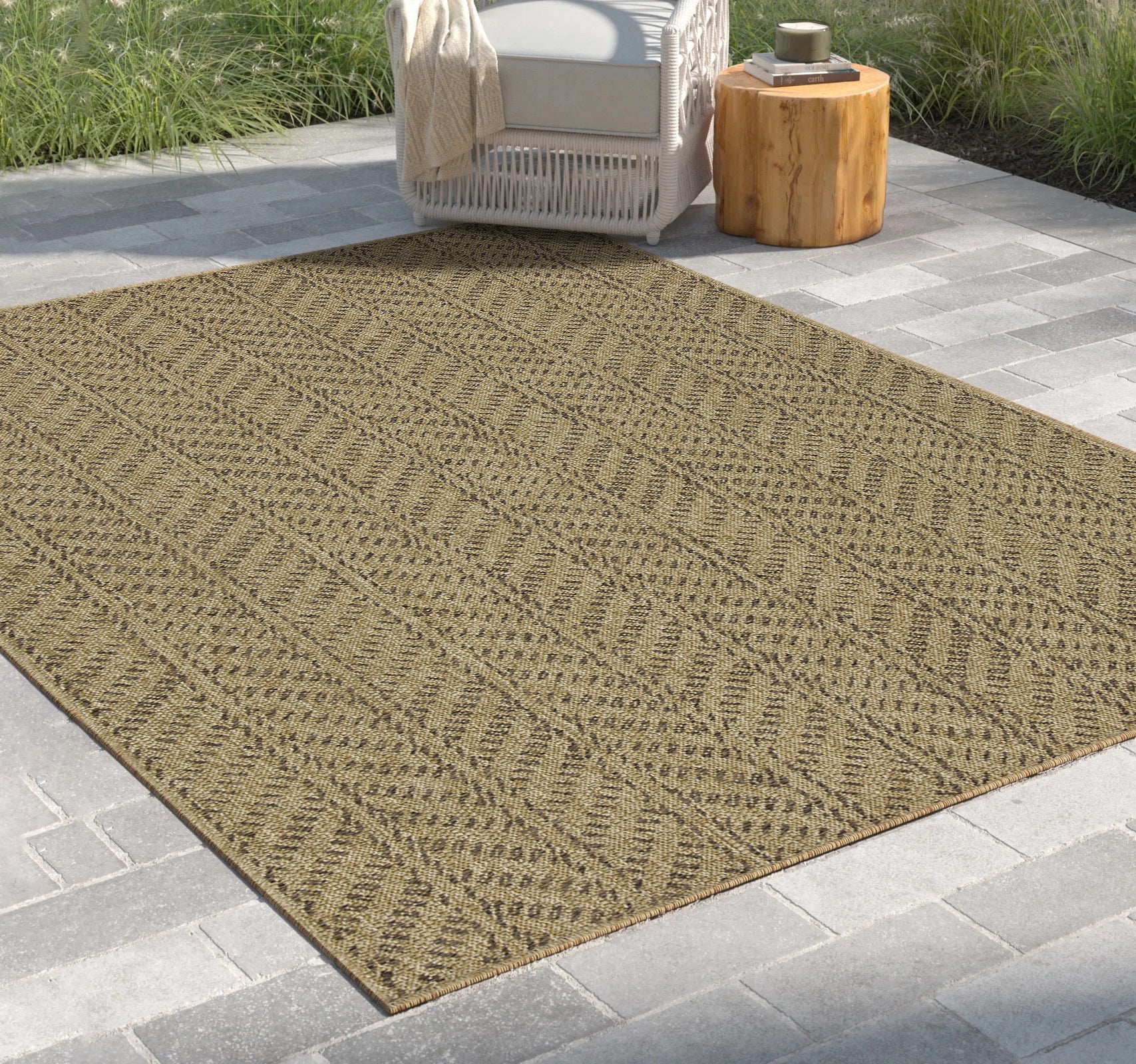 Earth Gc Ntl1013 Jute Mocha 5 Ft. 3 In. X 7 Ft. 3 In. Indoor Outdoor Area Rug Natural & Light Brown Polyester Polypropylene