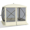 Outsunny Pop Up Camping Canopy Gazebo Screen Shelter Tent With Single Person Easy Set Up, Ventilating Mesh, Portable Carry Bag For Outdoor Camping Party Event, 7X7Ft, Beige Beige Polyester