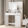 Vanity Desk With Mirror And Led Light Strip,Dressing Table With Large Drawer, 3 Level Storage Dresser & 3 Lighting Modes Adjustable Brightness, Suitable For Bedroom White White Particle Board