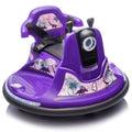 12V Kids Ride On Bumper Car W Parents Control,Rotate 360 Degrees,Two Handed Switch For Direction Control,Bumper Strip,Light Belt,Mp3 Music,Bluetooth,Provide A Speed Of 0.75Mph For Kids Of 2 5 Purple