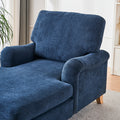 Modern Mid Century Indoor Oversized Chaise Lounger Comfort Sleeper Sofa With Soild Wood Legs Blue Foam 1 Seat