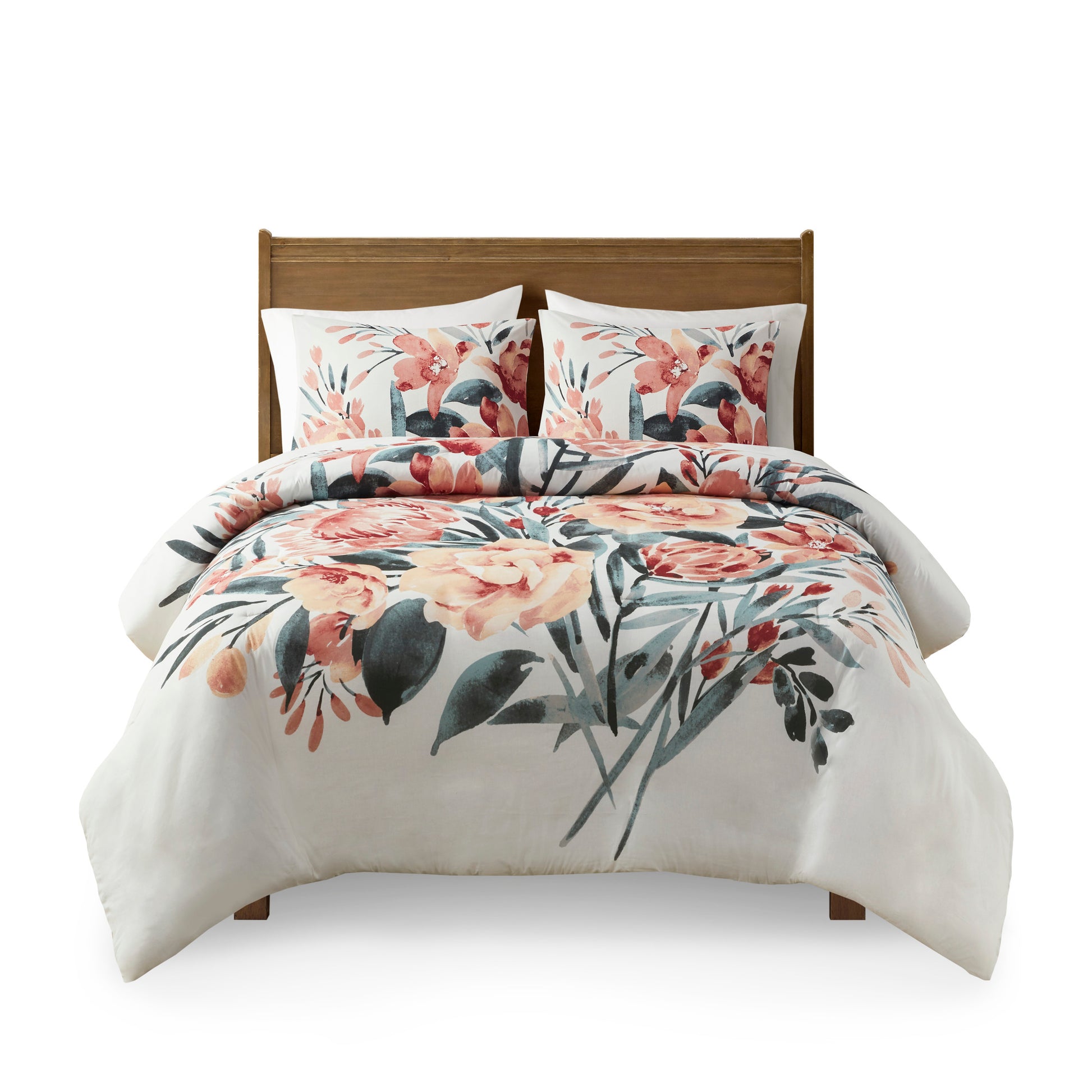 3 Piece Floral Cotton Duvet Cover Set King Multicolor Cotton