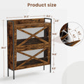 A Shoe Cabinet With 2 Flip Top Drawers, An Entryway Shoe Cabinet, A Narrow Standalone Shoe Rack Cabinet With Metal Legs, Rustic Brown,31.5'' W X 8.5'' D X 39.5'' H. Rustic Brown Particle Board