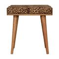 Solid Wood Leopard Velvet Tray Style Footstool Brown Oak Light Brown Velvet Velvet Primary Living Space Modern,Wild Style Mango Footstool Wood Solid Wood