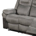 Betty 86 Inch Manual Reclining Sofa, Pull Tab Footrest Mechanism, Gray Gray Faux Leather 3 Seat